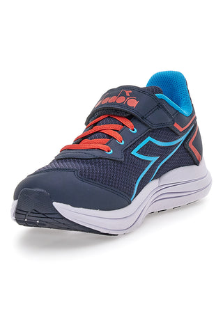 Scarpe sportive blu con dettagli rossi e chiusura a strappo Diadora SNIPE 3 JR