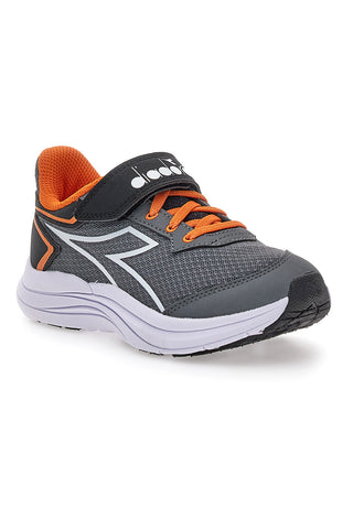 Diadora SNIPE 3 JR graue Sportschuhe mit orangefarbenen Details und Klettverschluss