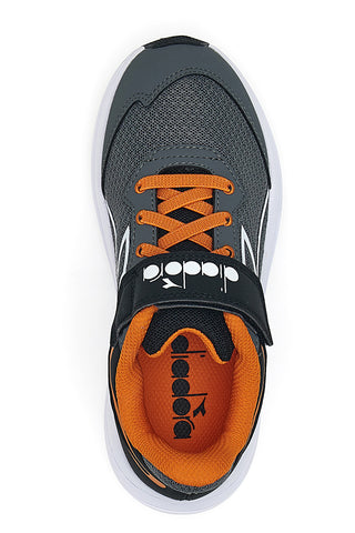 Diadora SNIPE 3 JR graue Sportschuhe mit orangefarbenen Details und Klettverschluss