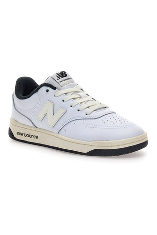 Sneakers bianche in pelle con profilo nero New Balance BB80AWB