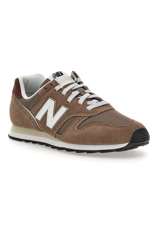 Sneakers marroni in suede con logo bianco New Balance 373