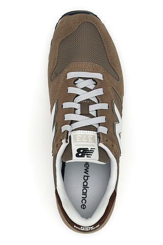 Sneakers marroni in suede con logo bianco New Balance 373