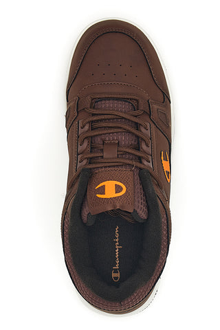 Braune Sneakers mit orangefarbenem Champion RD18 LOW COMB B GS-Logo