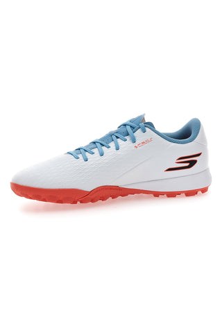 Skechers Club TF weiße Fußballschuhe mit blauen Details und Turfsohle