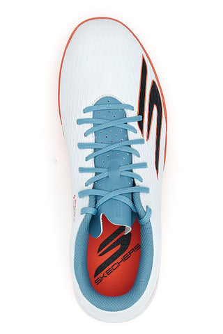 Skechers Club TF weiße Fußballschuhe mit blauen Details und Turfsohle