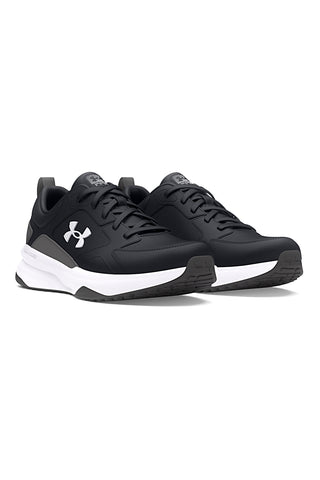 Schwarze Mesh-Sneaker mit Under Armour Charged Edge-Ledereinsätzen