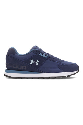 Under Armour Essential Runner – blaue Nylon-Sneaker mit Wildledereinsätzen