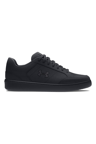 Offizielle Under Armour UA Schuhe aus schwarzem Leder mit flacher Sohle