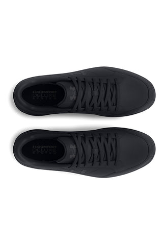 Offizielle Under Armour UA Schuhe aus schwarzem Leder mit flacher Sohle