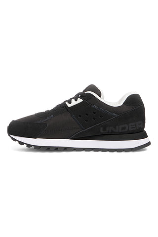 Under Armour – Essential Runner – Schwarze Nylon-Sneaker mit Wildledereinsätzen