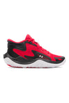 Scarpe da basket rosse e nere con suola bianca Under Armour GS Jet '25