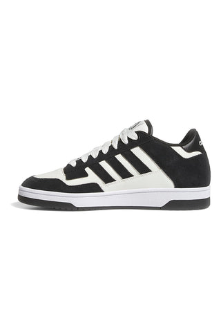 Adidas Rapid Court Low Basketballschuhe aus schwarzem und weißem Leder