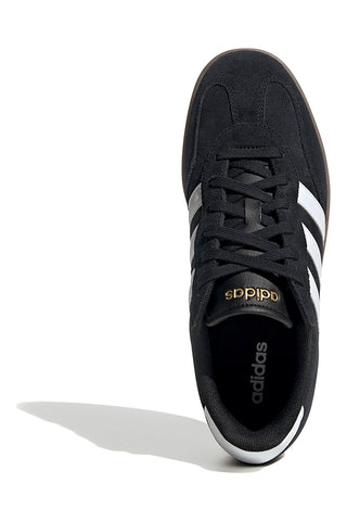 Schwarze Sneakers mit brauner Sohle und weißen 3-Streifen Adidas Barreda