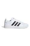 Adidas Grand Court Base 2 Weiße Sneaker mit schwarzen Streifen im Tennis-Stil