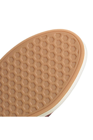 Adidas Grand Court Base 00s Sneaker aus burgunderrotem Leder mit schwarzen Streifen