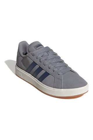 Sneakers grigie in pelle con strisce blu Adidas Grand Court Base 00s