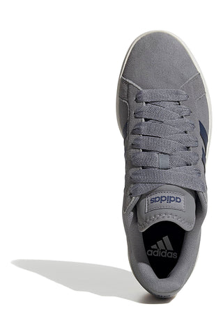 Adidas Grand Court Base 00s graue Leder-Sneaker mit blauen Streifen