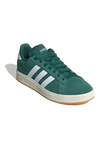 Scarpe verde bosco in pelle con strisce bianche Adidas Grand Court Base 00s