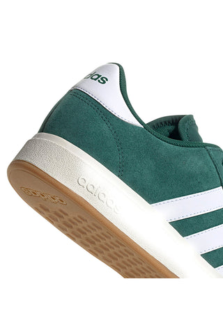 Scarpe verde bosco in pelle con strisce bianche Adidas Grand Court Base 00s