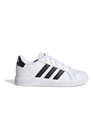 Adidas Grand Court 2 K Weiße Sneakers mit schwarzen Streifen