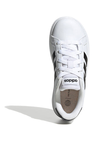 Adidas Grand Court 2 K Weiße Sneakers mit schwarzen Streifen