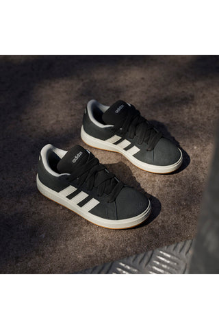 Adidas Grand Court 00s K – Schwarze Wildleder-Sneaker mit weißen 3-Streifen