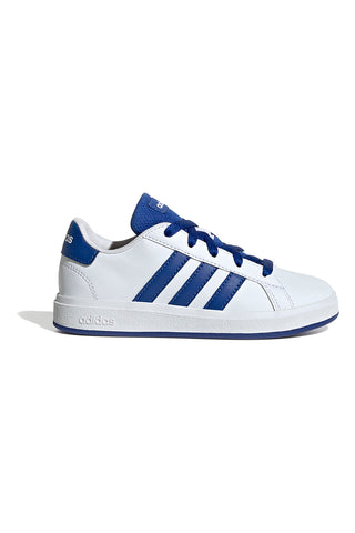 Sneakers bianche con strisce blu in materie sintetiche Adidas Grand Court 2.0 K