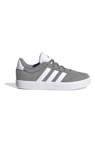 Adidas VL Court 3.0 K graue Wildleder-Sneaker mit weißen 3-Streifen