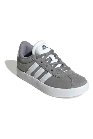 Adidas VL Court 3.0 K graue Wildleder-Sneaker mit weißen 3-Streifen