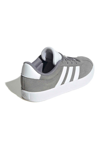 Adidas VL Court 3.0 K graue Wildleder-Sneaker mit weißen 3-Streifen