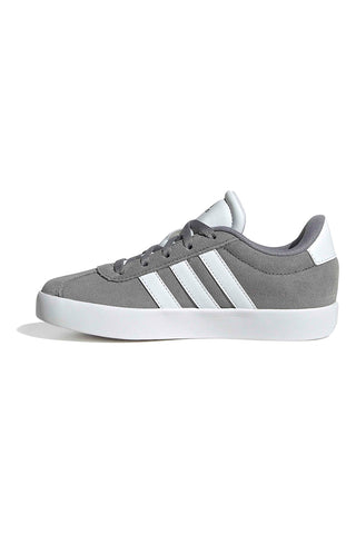 Sneakers grigie in suede con 3 strisce bianche Adidas VL Court 3.0 K