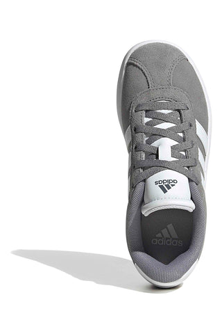 Adidas VL Court 3.0 K graue Wildleder-Sneaker mit weißen 3-Streifen