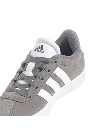 Sneakers grigie in suede con 3 strisce bianche Adidas VL Court 3.0 K