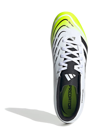 Adidas Predator Club FG/MG Weiße Fußballschuhe mit fluoreszierenden gelben Details
