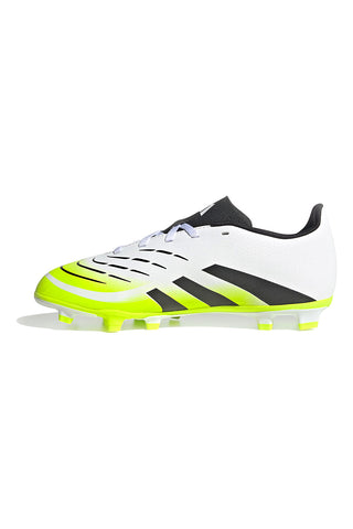Adidas Predator Club FG/MG J Weiße Fußballschuhe mit fluoreszierenden gelben Details