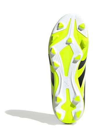 Adidas Predator Club FG/MG J Weiße Fußballschuhe mit fluoreszierenden gelben Details