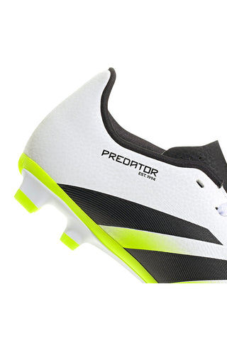 Adidas Predator Club FG/MG J Weiße Fußballschuhe mit fluoreszierenden gelben Details