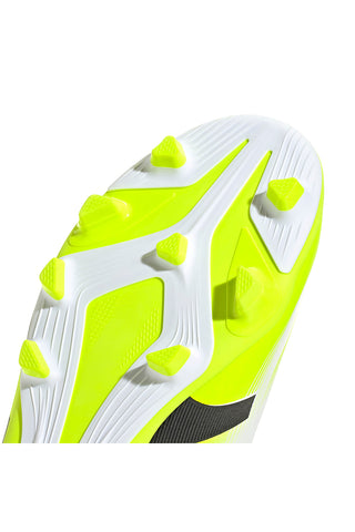 Adidas Predator Club FG/MG J Weiße Fußballschuhe mit fluoreszierenden gelben Details