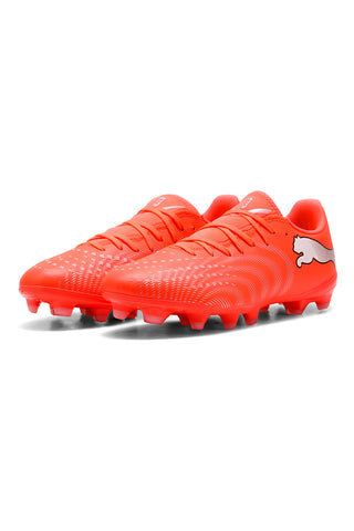 Orangefarbene Fußballschuhe für Naturrasen und Kunstrasenplätze Puma Future 9 Play FG/AG