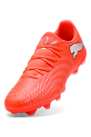 Orangefarbene Fußballschuhe für Naturrasen und Kunstrasenplätze Puma Future 9 Play FG/AG