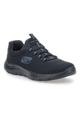 Schwarze Slip-On-Schuhe aus Mesh mit Memory Foam von Skechers Summits