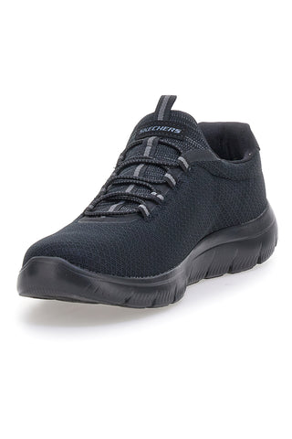 Schwarze Slip-On-Schuhe aus Mesh mit Memory Foam von Skechers Summits