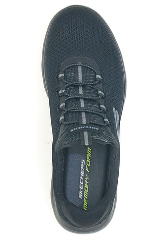 Schwarze Slip-On-Schuhe aus Mesh mit Memory Foam von Skechers Summits