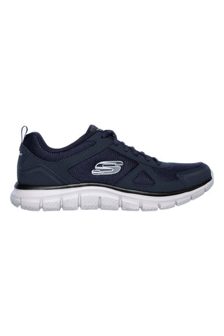 Blaue Schuhe aus Leder und Mesh mit Memory Foam Skechers Track Scloric