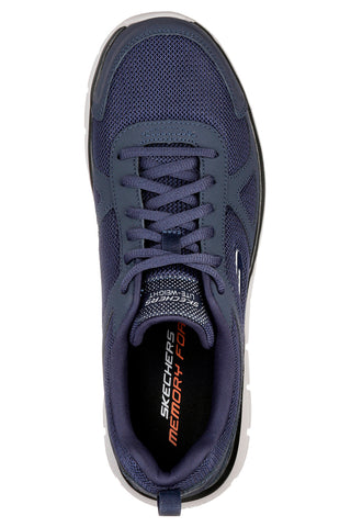 Scarpe blu in pelle e mesh con Memory Foam Skechers Track Scloric