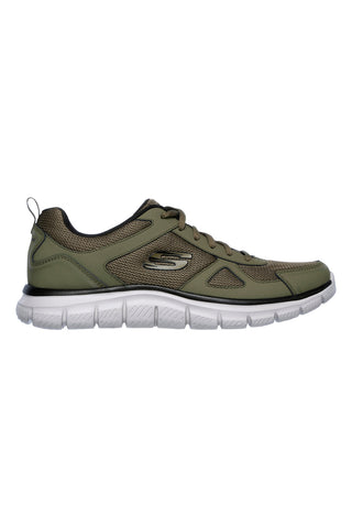 Sneakers verde oliva in pelle e mesh con soletta memory foam Skechers Track Scloric da Uomo