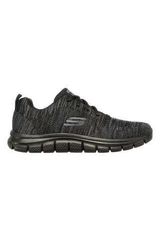 Schwarze Mesh-Sneaker mit Memory-Schaum-Sohle: Skechers Track Front Runner