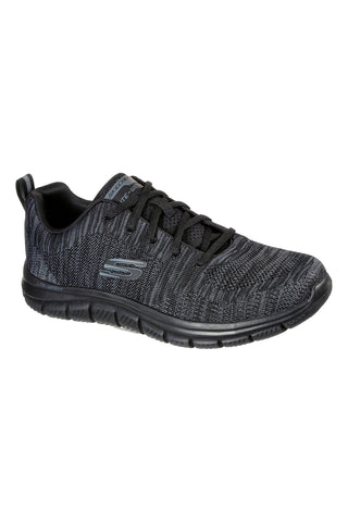 Schwarze Mesh-Sneaker mit Memory-Schaum-Sohle: Skechers Track Front Runner