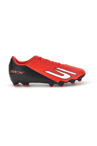 Rote Fußballschuhe mit weißen Einsätzen und MG-Sohle Skechers SKX_2 Club MG
