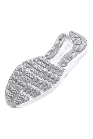 Weiße und hellgraue Laufschuhe mit atmungsaktivem Mesh und Charged Cushioning Under armour Charged Surge 4